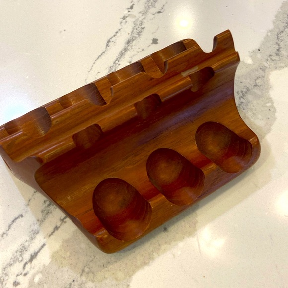 Danish Modern Teak Pipe Stand STAMPE Teak Wood 7 Pipe Rack Holder